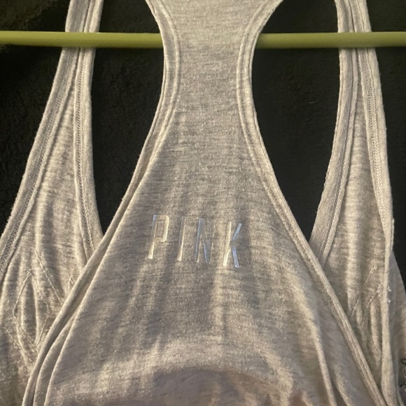 Grey razor back tank w/ sequins. Pink brand. Med. - Picture 2 of 3